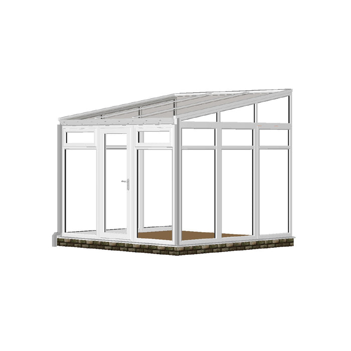Full height Lean to Conservatory with GLASS ROOF